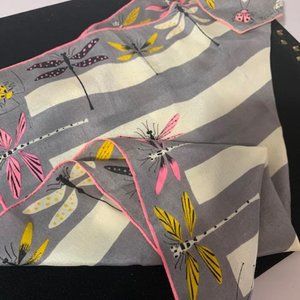 Tammis Keefe Dragonfly Vintage 1950's Silk Scarf